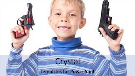  Presentation with guns - Audience pleasing presentation consisting of expressive little boy with two guns backdrop and a light blue colored foreground