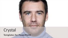  Presentation with blank portrait a4 - Cool new slides with background of a stubble man backdrop and a light gray colored foreground