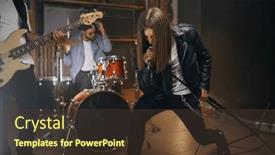  Presentation with heavy metal - Presentation design with expressive-rocker-singing-in-microphone background and a tawny brown colored foreground