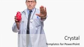 Presentation with cardiologist - PPT theme featuring expressive therapy - handsome senior cardiologist doctor man background and a  colored foreground