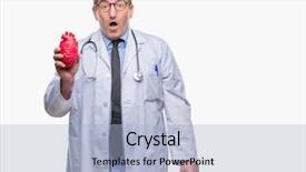  Presentation with cardiologist - PPT layouts with expressive therapy - handsome senior cardiologist doctor man background and a  colored foreground