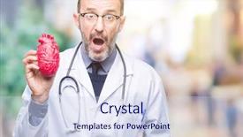  Presentation with cardiologist - PPT layouts having expressive therapy - middle age senior hoary cardiologist background and a sky blue colored foreground