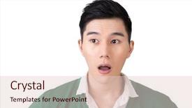  Presentation with facial - Presentation theme consisting of expresso oriente - funny facial expression closeup asian background and a  colored foreground