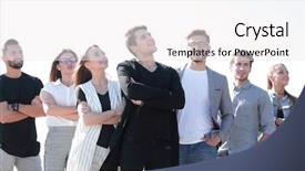  Presentation with youth group - Slides with expresso oriente - group of successful youth looking background and a  colored foreground