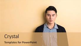  Presentation with sad - Colorful slide deck enhanced with expresso oriente - sad asian young man backdrop and a yellow colored foreground