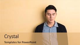  Presentation with sad - PPT theme featuring expresso oriente - sad asian young man background and a  colored foreground