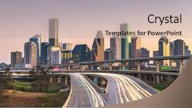  Presentation with expressway - Audience pleasing slide set consisting of skyline and highway at dusk backdrop and a violet colored foreground