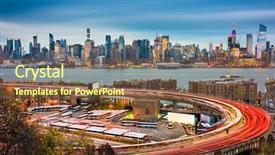  Presentation with expressway - Cool new PPT theme with expressway - new york city skyline backdrop and a tawny brown colored foreground