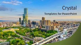  Presentation with expressway - PPT layouts featuring expressway - osaka japan cityscape background and a light blue colored foreground