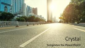  Presentation with expressway - Cool new presentation theme with expressway - urban road in modern city backdrop and a mint green colored foreground