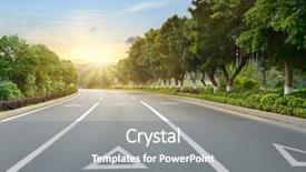  Presentation with expressway - PPT theme enhanced with open road abstract landscape - expressway background and a gray colored foreground