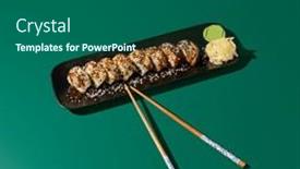  Presentation with green plate - Presentation theme having exquisite-selection-of-canadian-maki background and a  colored foreground