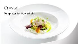  Presentation with restaurent - Cool new PPT layouts with exquisite serving avocado salad with truffle and crab on white restaurant plate isolated luxury gourmet restaurent dish with delicious seafood vegetables and greens in modern minimalist style backdrop and a white colored foreground