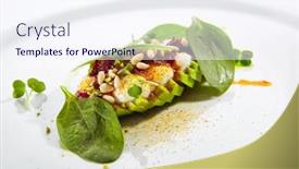  Presentation with restaurent - Audience pleasing slides consisting of exquisite-serving-avocado-with-mozzarella backdrop and a sky blue colored foreground