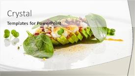  Presentation with restaurent - PPT theme enhanced with exquisite-serving-avocado-with-mozzarella background and a white colored foreground