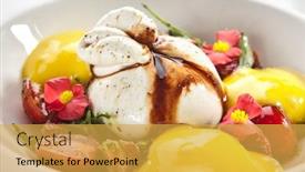  Presentation with mozzarella cheese - Presentation theme consisting of exquisite-serving-burrata-cheese background and a yellow colored foreground