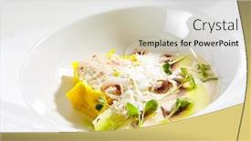  Presentation with restaurent - PPT layouts with exquisite-serving-crab-meat-ravioli background and a soft green colored foreground