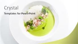  Presentation with restaurent - PPT theme consisting of crabs - exquisite serving green pea soup background and a white colored foreground