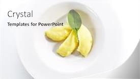  Presentation with white plate - Amazing PPT layouts having exquisite-serving-mashed-potato backdrop and a white colored foreground