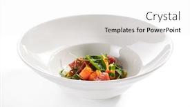  Presentation with restaurent - Presentation design enhanced with cook chef frish healthy fruits - exquisite serving tuna fillet background and a white colored foreground