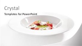  Presentation with restaurent - Colorful slide deck enhanced with exquisite serving tuna with kohlrabi and celery dressing with lime on white restaurant plate isolated high cuisine restaurent dish with delicious yellowfin sashimi tartar in minimalist style closeup backdrop and a white colored foreground