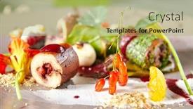  Presentation with barberry - Slide set consisting of meatloaf with aronia sauce barberry background and a yellow colored foreground