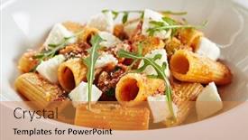  Presentation with white marble plate marble - Presentation consisting of exquisite serving white restaurant plate of homemade rigatoni in tomato sauce with milk mozzarella stylish high kitchen italian penne pasta tubes on natural black marble background background and a gold colored foreground
