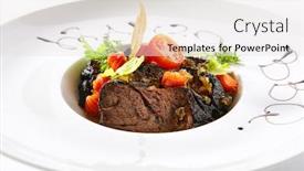  Presentation with restaurent - Colorful PPT layouts enhanced with exquisite-serving-white-restaurent-plate backdrop and a light gray colored foreground