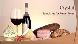  Presentation with wine cheese - Beautiful slide deck featuring exquisite still life of wine cheese and meat products backdrop and a lemonade colored foreground
