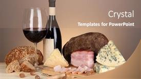  Presentation with wine cheese - Presentation design featuring exquisite-still-life-of-wine background and a coral colored foreground