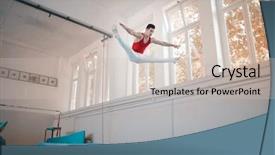  Presentation with training - Cool new PPT theme with exretion - athlete jumping high during training backdrop and a soft green colored foreground