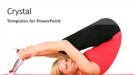  Presentation with women - PPT theme consisting of exretion - beautiful blond women exercising background and a  colored foreground