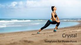  Presentation with running - Audience pleasing slide set consisting of exretion - running woman female runner jogging backdrop and a  colored foreground