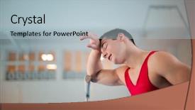  Presentation with athlete - Cool new presentation theme with exretion - tired young handsome athlete backdrop and a  colored foreground