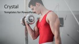  Presentation with weight lifting - Theme enhanced with exretion - young athlete lifting weight background and a light gray colored foreground
