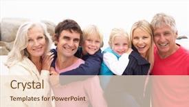  Presentation with extended family - Beautiful PPT theme featuring extended families - close up of three generation backdrop and a lemonade colored foreground