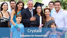  Presentation with extended family - Audience pleasing PPT theme consisting of extended families - hispanic student and family celebrating backdrop and a teal colored foreground