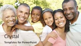  Presentation with generation and african american culture - PPT theme featuring extended families - multi generation african american family background and a coral colored foreground