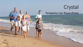  Presentation with extended family - Audience pleasing presentation theme consisting of extended families - portrait of three generation family backdrop and a light blue colored foreground