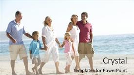  Presentation with extended family - Beautiful presentation design featuring extended families - three generation family on holiday backdrop and a soft green colored foreground