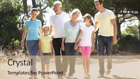  Presentation with generation family farm - Colorful slide deck enhanced with extended families - three generation family on summer backdrop and a coral colored foreground