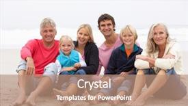  Presentation with extended family - PPT theme enhanced with extended families - three generation family sitting background and a coral colored foreground