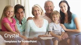  Presentation with extended family - Slide set enhanced with extended family group celebrating birthday background and a  colored foreground