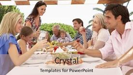  Presentation with extended family - Colorful presentation theme enhanced with extended family group enjoying outdoor backdrop and a coral colored foreground