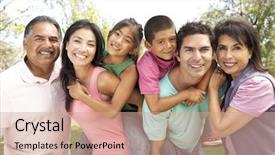  Presentation with extended family - Presentation theme with extended family group in park background and a coral colored foreground