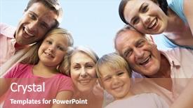  Presentation with extended family - Cool new PPT layouts with extended family group looking down backdrop and a coral colored foreground