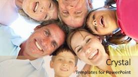  Presentation with extended family - Cool new PPT layouts with extended family group looking down backdrop and a coral colored foreground
