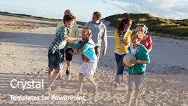  Presentation with extended family - Amazing slide deck having extended family group walking along backdrop and a gray colored foreground