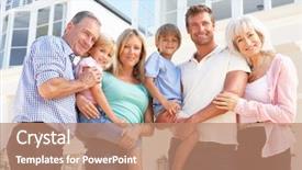  Presentation with extended family - Theme with extended family outside modern house background and a coral colored foreground