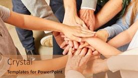  Presentation with solidarity - Presentation having extended-family-puts-many-hands background and a coral colored foreground